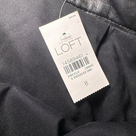 Ann Taylor Loft Genuine leather & fabric skirt size 8 retail $158 Black - Picture 4 of 6